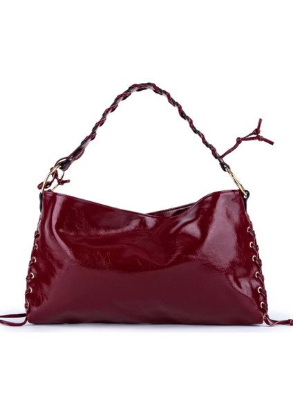 Iconic Bordo Kırışık Ip Detaylı Baget Kadın Omuz Çantası fiyatları