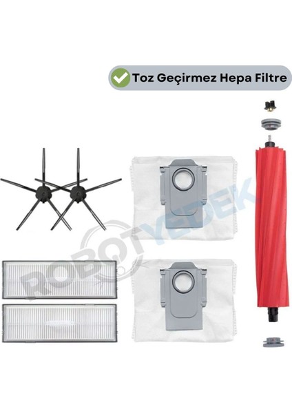 Roborock S7 Maxv Ultra Uyumlu Yedek Fırça Hepa Filtre Toz Torba Seti-7 Parça