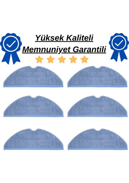 Roborock S8, S8 Pro Ultra, S8 Plus Uyumlu 6 Adet Mop Fiber Bez Paspas-Yüksek Kaliteli