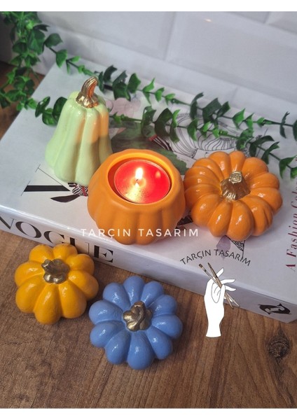 5'li Balkabağı Dekor,beton Kabak Obje,süs Dekorasyon Gold Saplı,halloween,elyapımı(Handmade) fiyatları