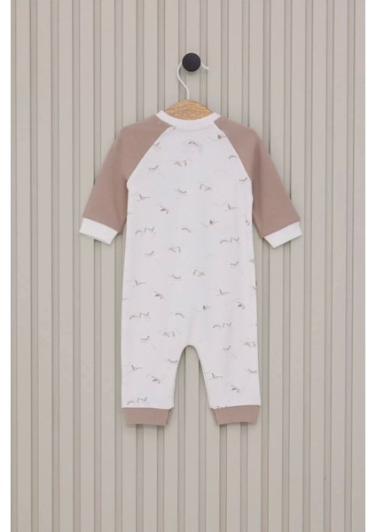 Erkek Bebek Uzun Kol Patiksiz Tulum Krem modelleri