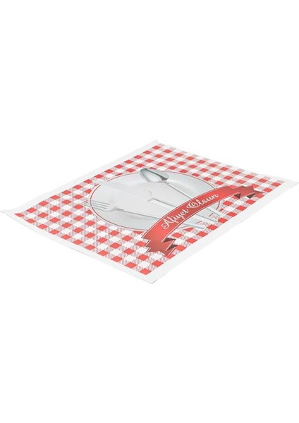 Amerikan Servis Kağıdı Afiyet Olsun Baskılı Beyaz Masa Örtüsü - 29 x 41 Cm. - 100 Adetlik Paket