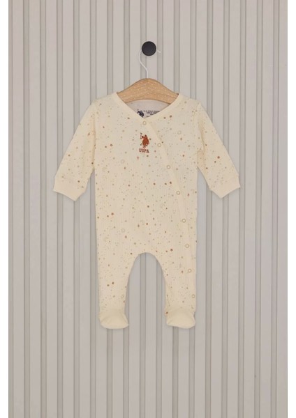 Kız Bebek Patikli Tulum Krem