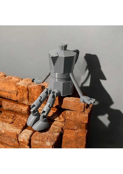 Kahve Köşesi Sevimli Biblo Seti 3lü Kahve Çekirdeği, Bej Kahve Kupası, Moka Pot, Coffee Set
