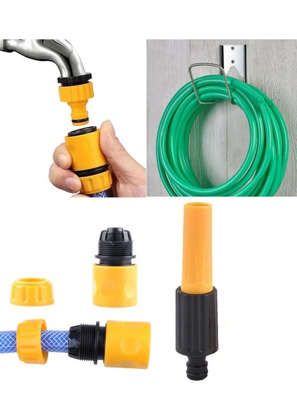 Bahçe Sulama Hortum Seti Sarma Aparatı Tabanca Fıskiye Yağmurlama Başlık Bağlatı Kaplin Seti