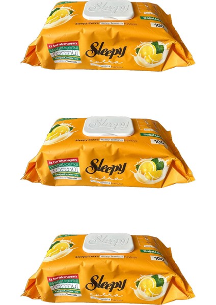 Extra Doğal Limon Yağı Özlü Islak Yüzey Temizlik Havlusu - 100'LÜ 3 Paket