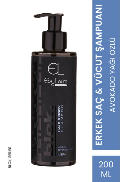 Blck. Erkek Saç & Vücut Şampuanı Avokado Yağlı 200 ml Evylaure