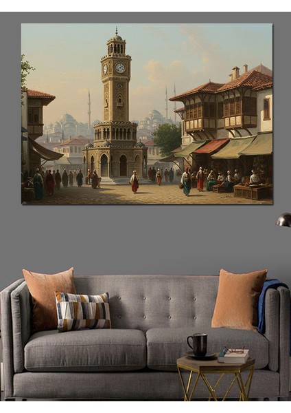 Osmanlı Ismir Saat Kulesi Dekoratif Kanvas - Mdf Ahşap Tablo