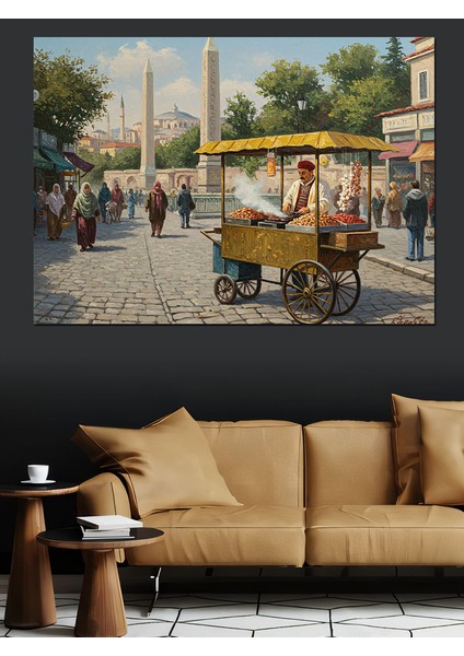 Osmanlı Zamanında Satıcı Dekoratif Kanvas - Mdf Ahşap Tablo fırsatları