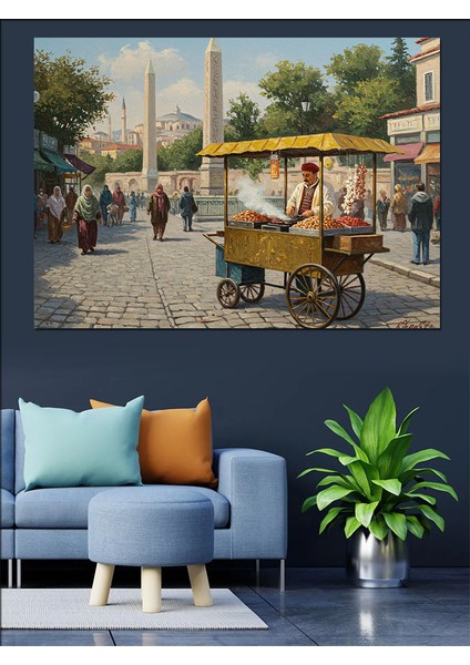 Osmanlı Zamanında Satıcı Dekoratif Kanvas - Mdf Ahşap Tablo indirimleri