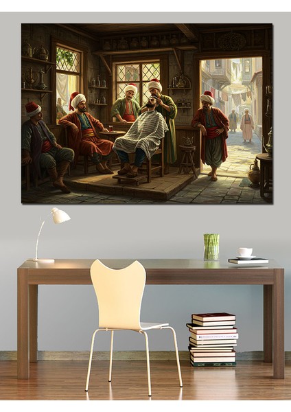 Osmanlı Berber Dükkanı Dekoratif Kanvas - Mdf Ahşap Tablo modelleri