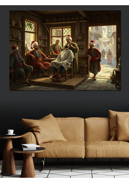 Osmanlı Berber Dükkanı Dekoratif Kanvas - Mdf Ahşap Tablo indirimleri