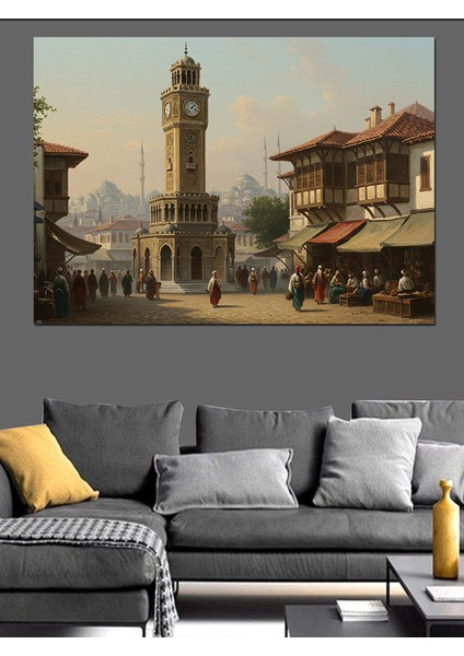 Osmanlı Ismir Saat Kulesi Dekoratif Kanvas - Mdf Ahşap Tablo modelleri