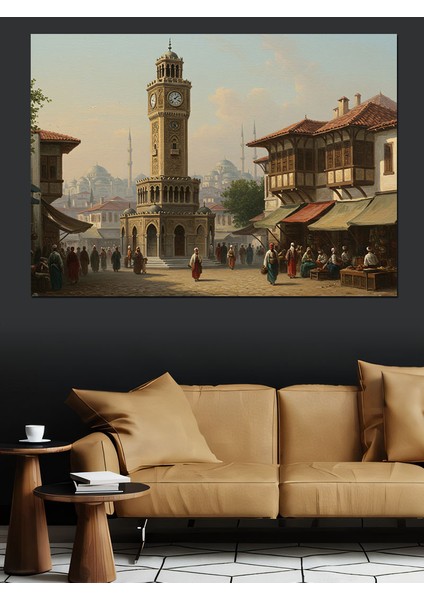 Osmanlı Ismir Saat Kulesi Dekoratif Kanvas - Mdf Ahşap Tablo fırsatları