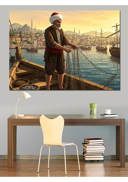 Osmanlıda Balıkçı Dekoratif Kanvas - Mdf Ahşap Tablo indirimleri