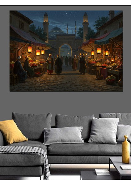 Osmanlı Kapalıçarşıda Akşam Vakti Dekoratif Kanvas - Mdf Ahşap Tablo