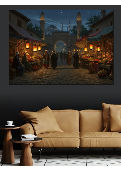 Osmanlı Kapalıçarşıda Akşam Vakti Dekoratif Kanvas - Mdf Ahşap Tablo fiyatları