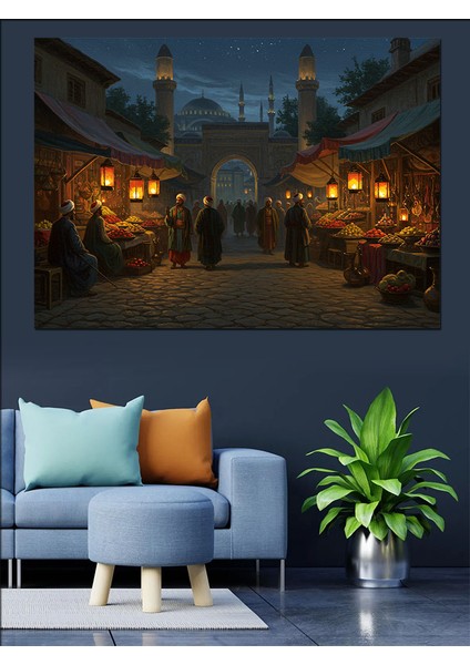 Osmanlı Kapalıçarşıda Akşam Vakti Dekoratif Kanvas - Mdf Ahşap Tablo modelleri