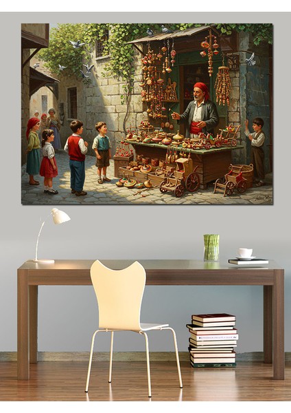 Osmanlıda Oyuncakçı Dekoratif Kanvas - Mdf Ahşap Tablo