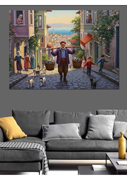 Osmanlıda Sokak Satıcısı Dekoratif Kanvas - Mdf Ahşap Tablo