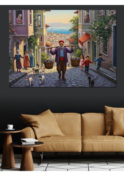 Osmanlıda Sokak Satıcısı Dekoratif Kanvas - Mdf Ahşap Tablo fiyatları