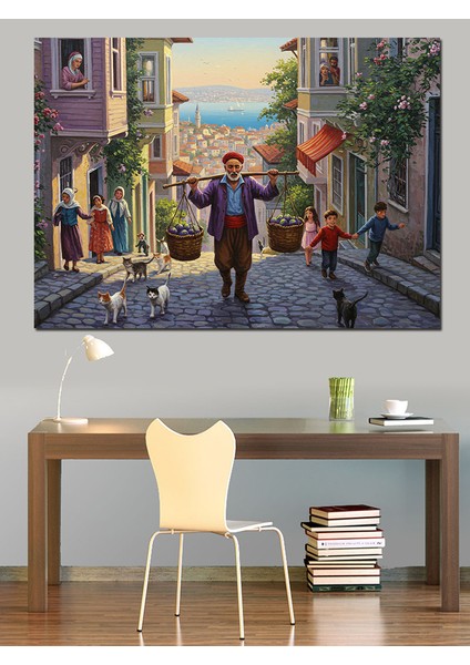 Osmanlıda Sokak Satıcısı Dekoratif Kanvas - Mdf Ahşap Tablo indirimleri