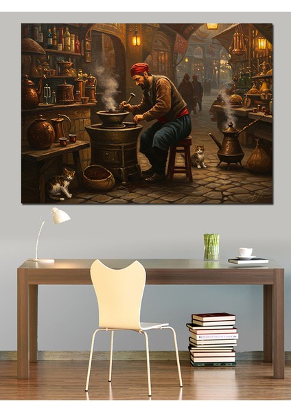 Osmanlıda Kahveci Dekoratif Kanvas - Mdf Ahşap Tablo