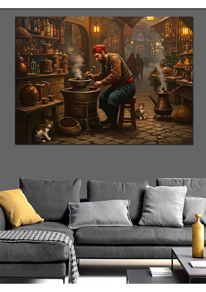 Osmanlıda Kahveci Dekoratif Kanvas - Mdf Ahşap Tablo fiyatları