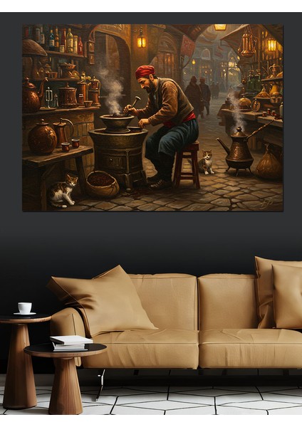 Osmanlıda Kahveci Dekoratif Kanvas - Mdf Ahşap Tablo modelleri
