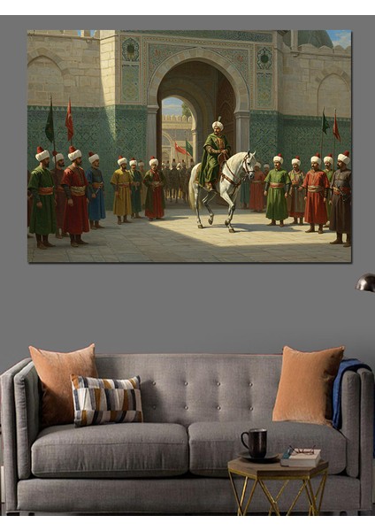 Osmanlı Saray Kapısında Bekleyiş Dekoratif Kanvas - Mdf Ahşap Tablo