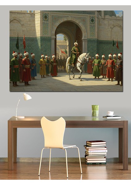Osmanlı Saray Kapısında Bekleyiş Dekoratif Kanvas - Mdf Ahşap Tablo fiyatları