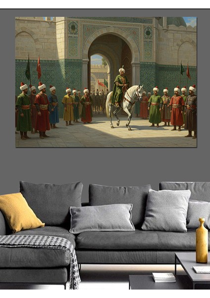Osmanlı Saray Kapısında Bekleyiş Dekoratif Kanvas - Mdf Ahşap Tablo modelleri
