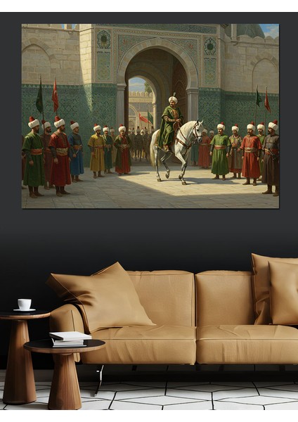 Osmanlı Saray Kapısında Bekleyiş Dekoratif Kanvas - Mdf Ahşap Tablo fırsatları