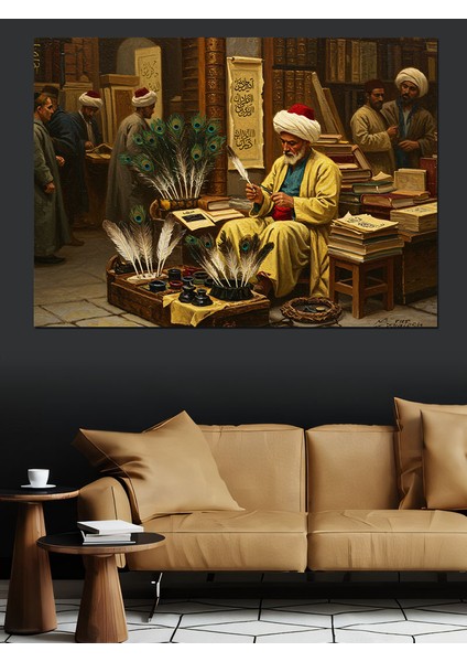 Osmanlıda Hattat Dekoratif Kanvas - Mdf Ahşap Tablo