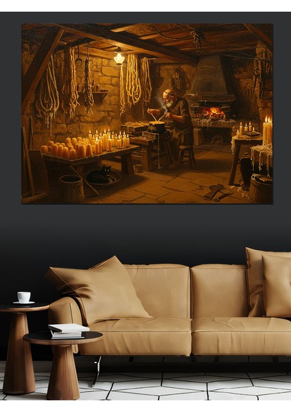 Zanaatkarın Dükkanındaki Işık Dekoratif Kanvas - Mdf Ahşap Tablo fiyatları