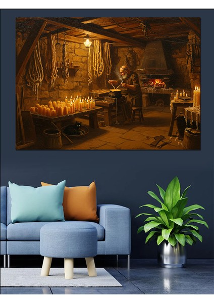 Zanaatkarın Dükkanındaki Işık Dekoratif Kanvas - Mdf Ahşap Tablo modelleri