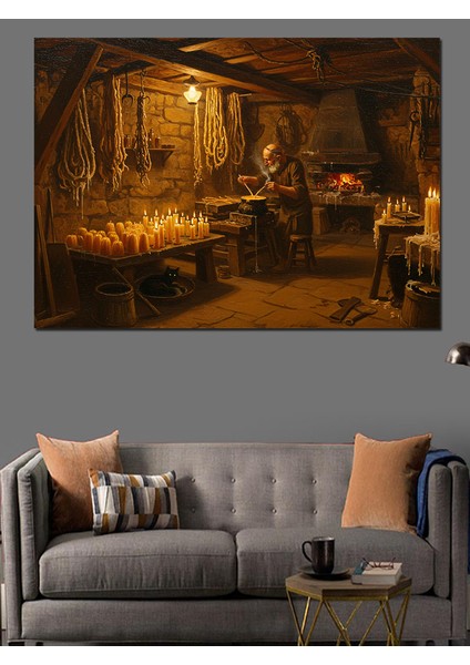 Zanaatkarın Dükkanındaki Işık Dekoratif Kanvas - Mdf Ahşap Tablo fırsatları