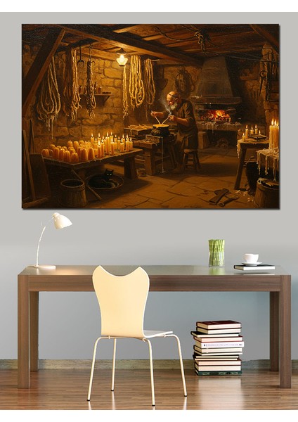 Zanaatkarın Dükkanındaki Işık Dekoratif Kanvas - Mdf Ahşap Tablo indirimleri