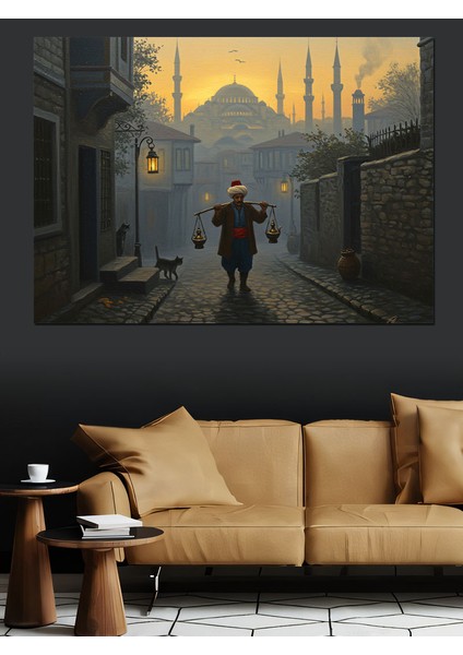 Osmanlıda Sokak Satıcısı Dekoratif Kanvas - Mdf Ahşap Tablo