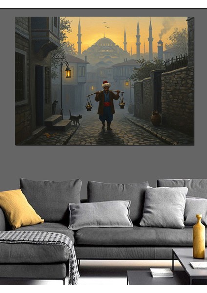 Osmanlıda Sokak Satıcısı Dekoratif Kanvas - Mdf Ahşap Tablo indirimleri