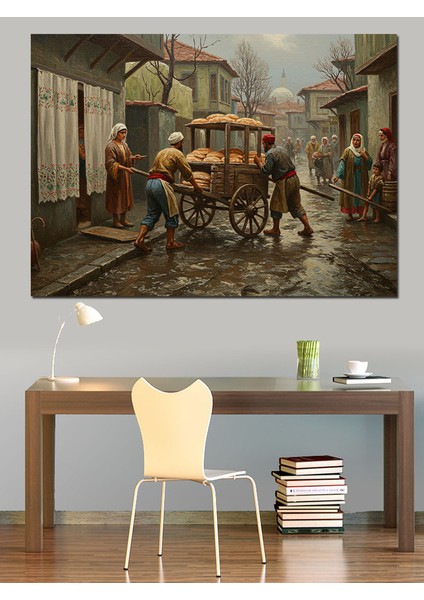 Osmanlıda Ekmek Satıcısı Dekoratif Kanvas - Mdf Ahşap Tablo fiyatları
