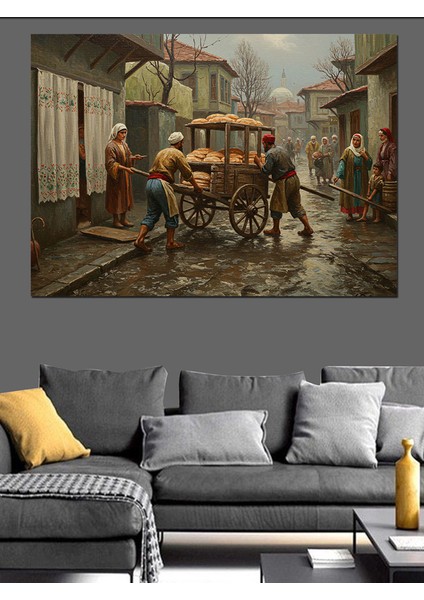 Osmanlıda Ekmek Satıcısı Dekoratif Kanvas - Mdf Ahşap Tablo modelleri