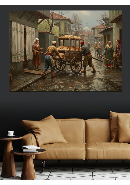 Osmanlıda Ekmek Satıcısı Dekoratif Kanvas - Mdf Ahşap Tablo fırsatları