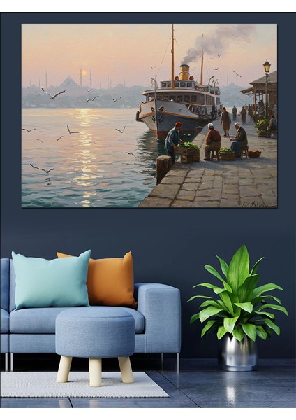 Vapurda Gün Batımı Bekleyişi Dekoratif Kanvas - Mdf Ahşap Tablo