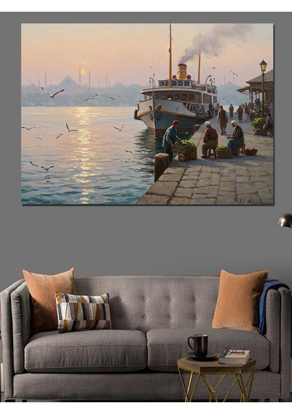 Vapurda Gün Batımı Bekleyişi Dekoratif Kanvas - Mdf Ahşap Tablo fiyatları