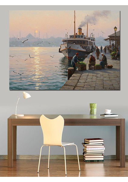 Vapurda Gün Batımı Bekleyişi Dekoratif Kanvas - Mdf Ahşap Tablo modelleri