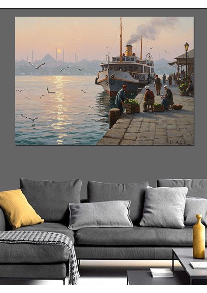 Vapurda Gün Batımı Bekleyişi Dekoratif Kanvas - Mdf Ahşap Tablo fırsatları
