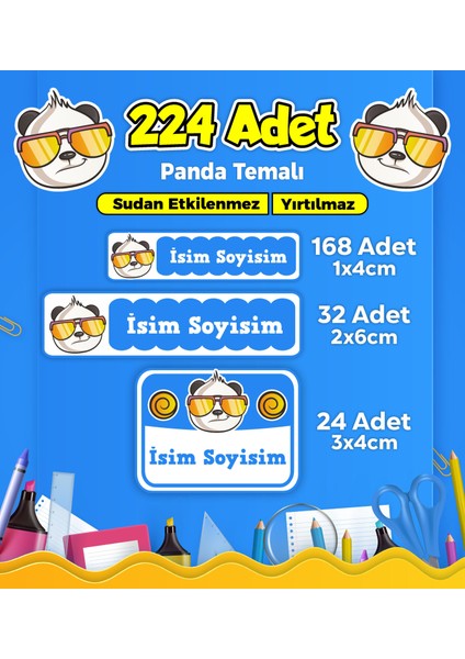 Okul Kreş Etiketi Kalem Defter Özel Isim Yazılabilen Etiket Seti Model 155