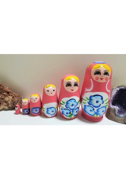 6lı Iç Içe Geçen Ahşap Pembe Matruşka Bebek fiyatları