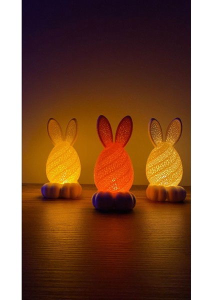 Tavşan Tealight Mumluk Dekoratif Tavşan Obje Renkli Tavşanlar Mum Hediyeli Paskalya Figür